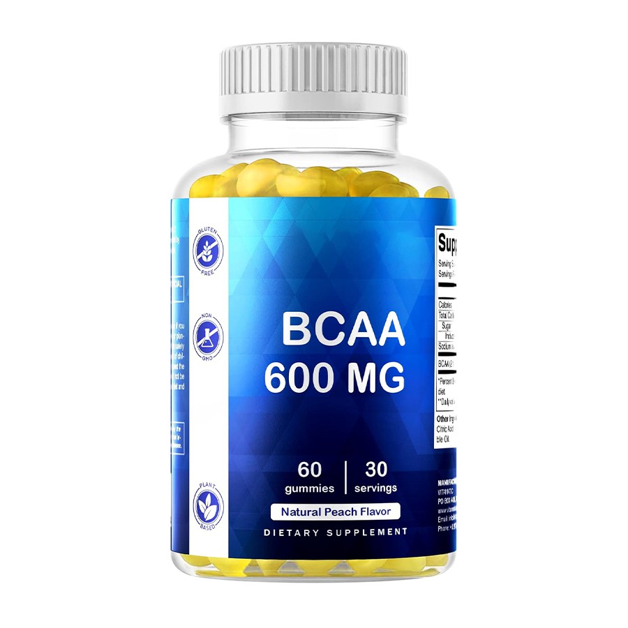 BCAA 600 mg mataræði Gummies Náttúrulegur vöðvabata og orkustuðningur fyrir virkan lífsstíl