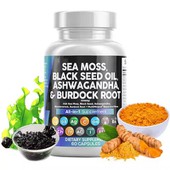 Black Seed Oil Og Ashwagandha viðbót Sea Moss hylki